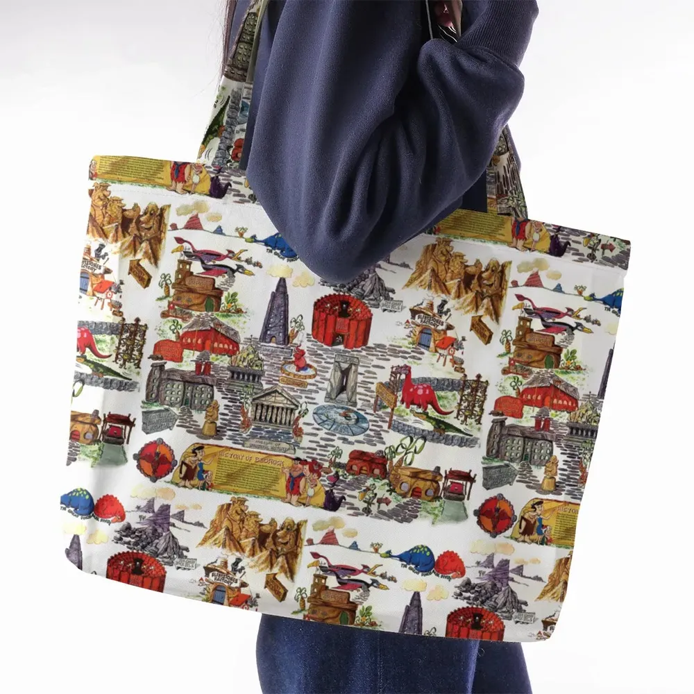 History Of Bedrock Flintstones Large Tote Bag - 2
