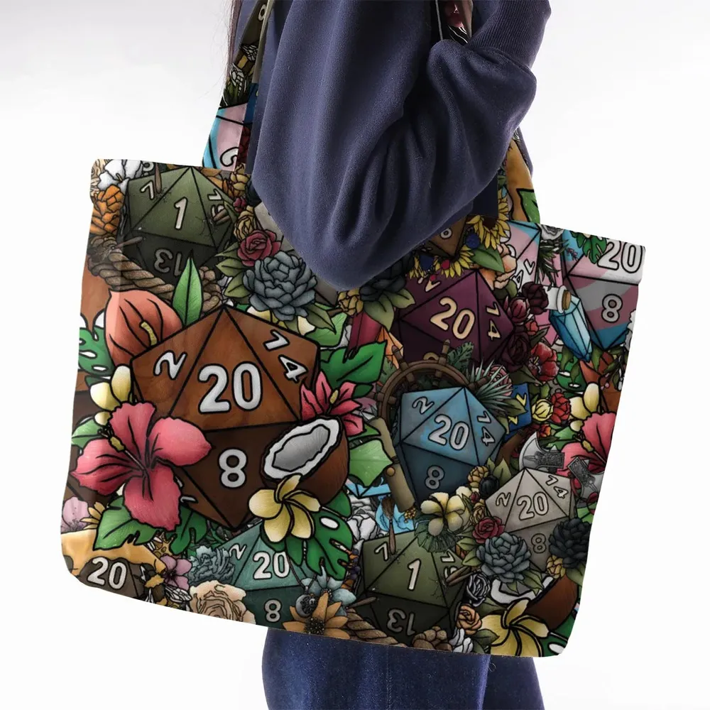 Flower Dice DnD Large Tote Bag - 2