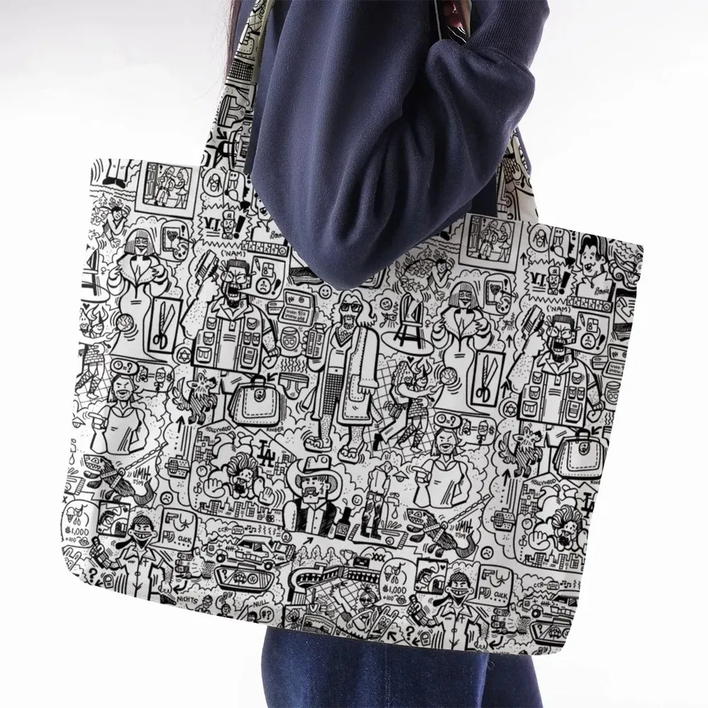 The Big Lebowski Doodles Large Tote Bag - 2