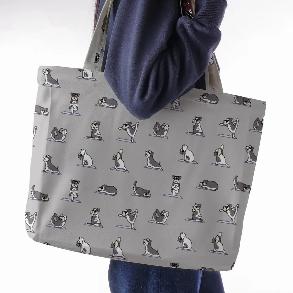 Miniature Schnauzer Yoga Pattern Large Tote Bag - 2