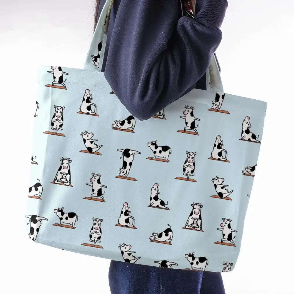 Moo Yoga Pattern Large Tote Bag - 2