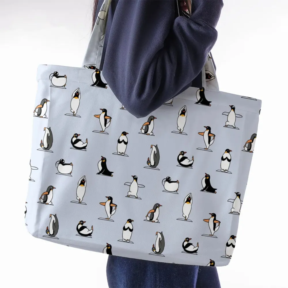 Penguin Yoga Pattern Large Tote Bag - 2