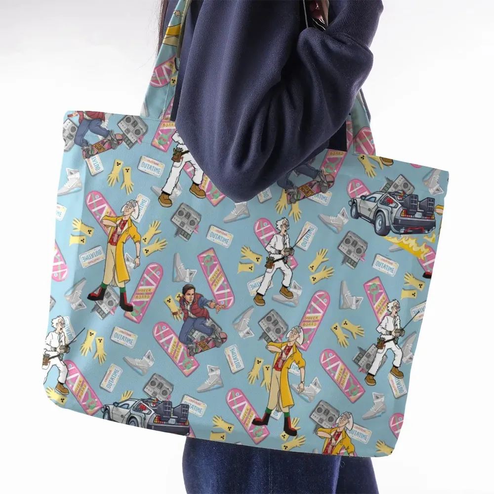 Marty McFly Dr. Emmett Brown Back To The Future Large Tote Bag - 2