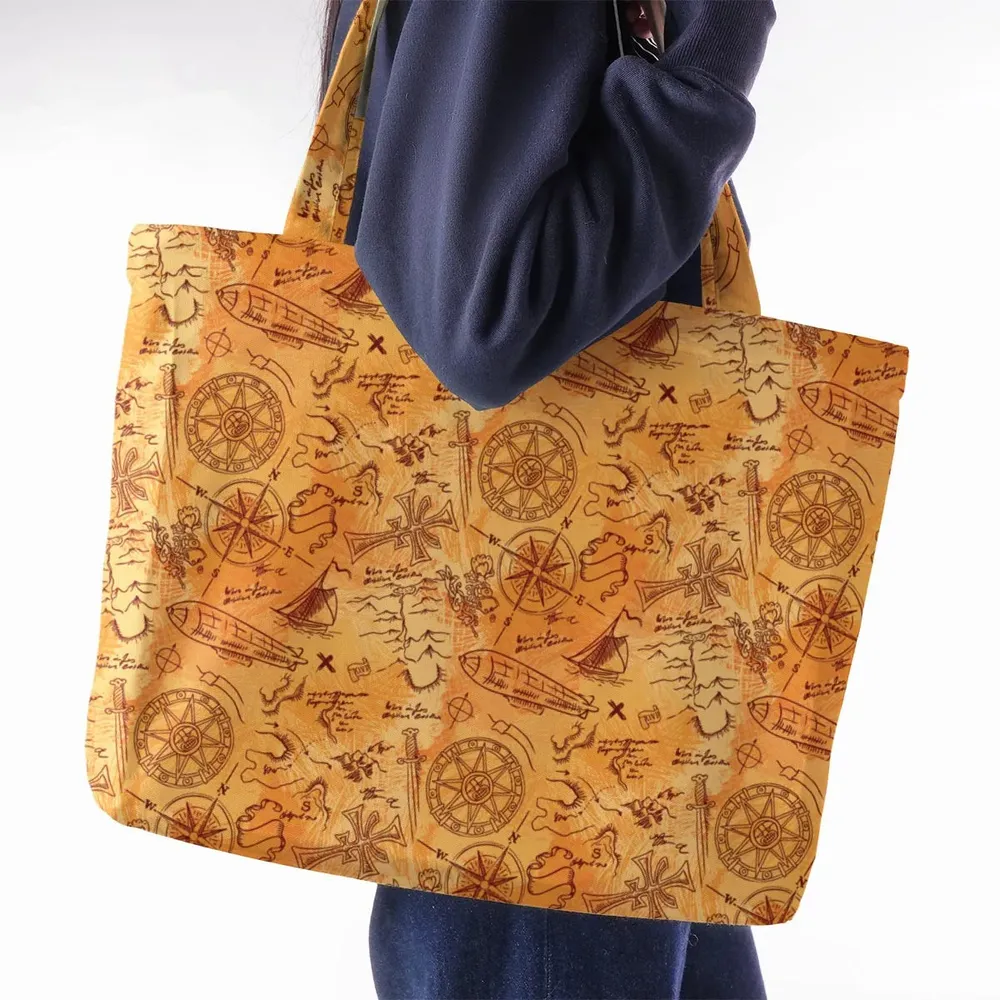 Vintage Adventure Map Indiana Jones Large Tote Bag - 2