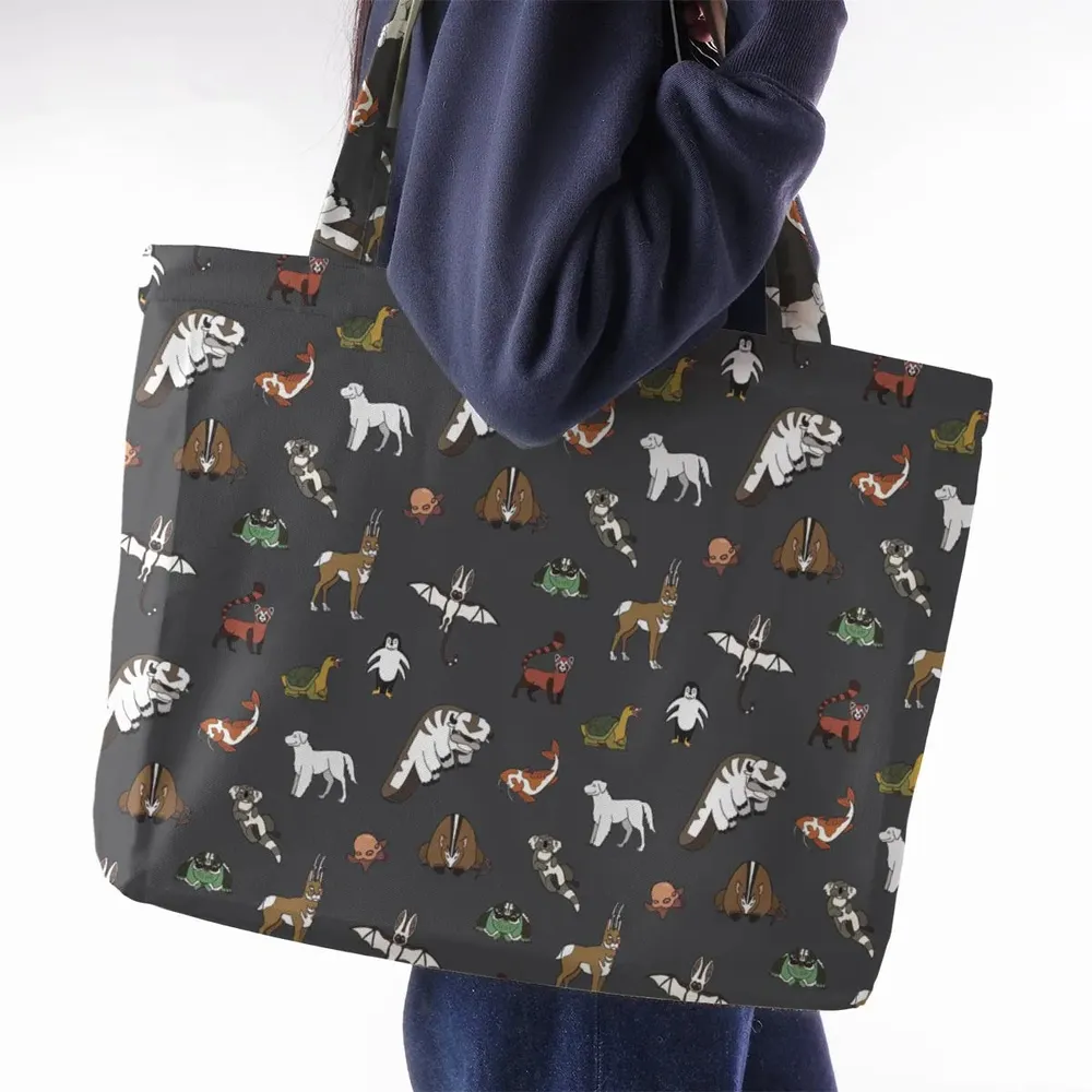 Menagerie Appa Sky Bison Momo Naga Pabu Avartar The Last Airbender Large Tote Bag - 2