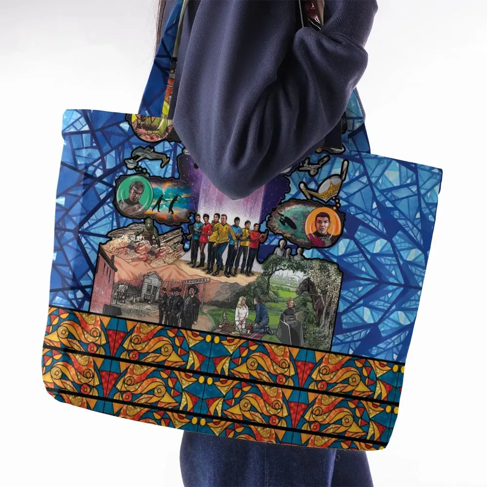 The Beginning Star Trek Pattern Large Tote Bag - 2