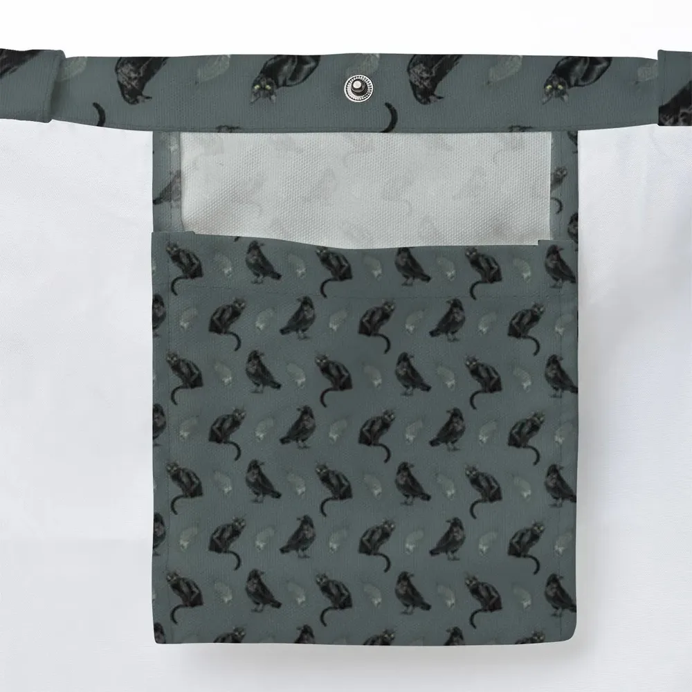 Black Cat and Raven Pattern Large Tote Bag - 3