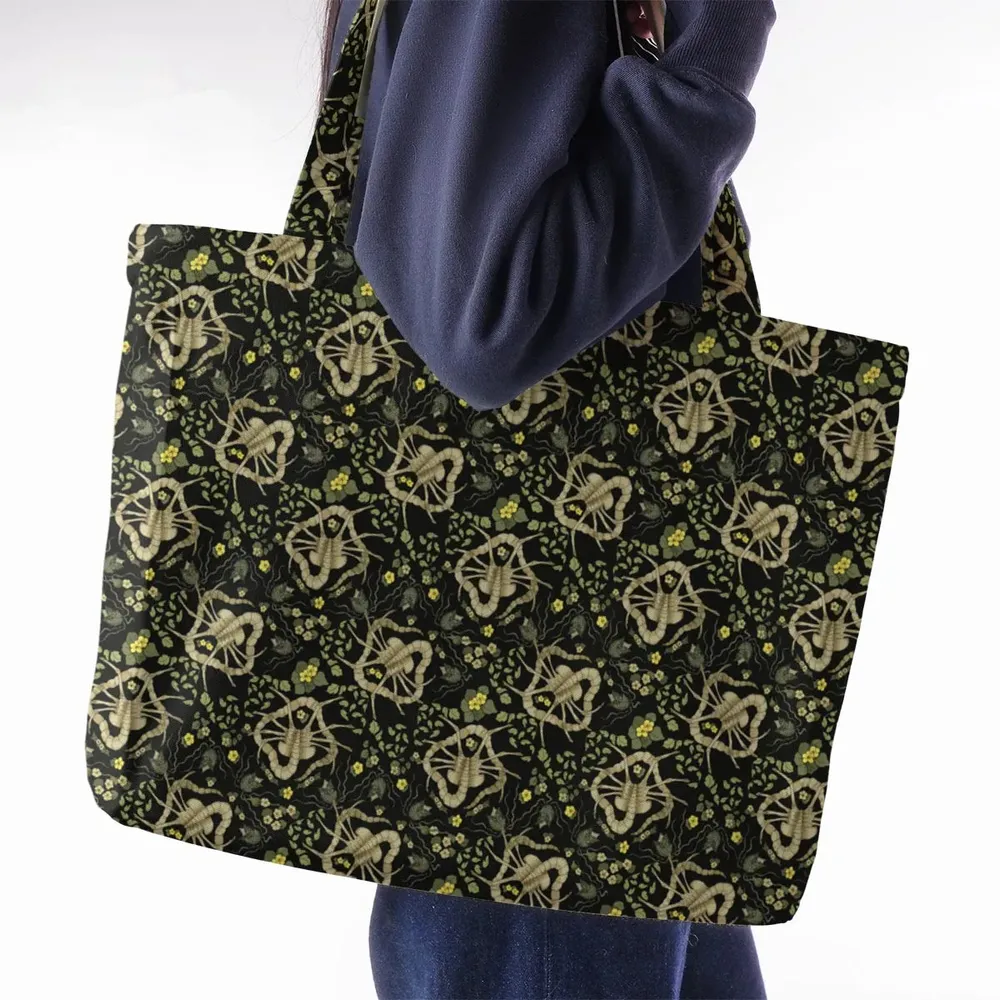 Facehugger Flower Pattern Alien Large Tote Bag - 2