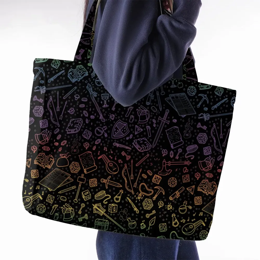 DnD Tabletop RPG Pattern Large Tote Bag - 2