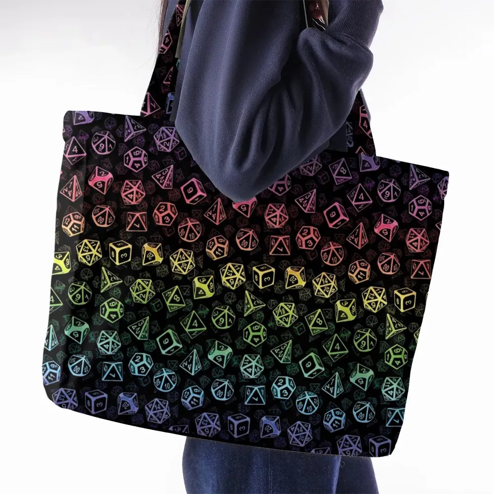 DnD Rainbow Dice Set Pattern Large Tote Bag - 2
