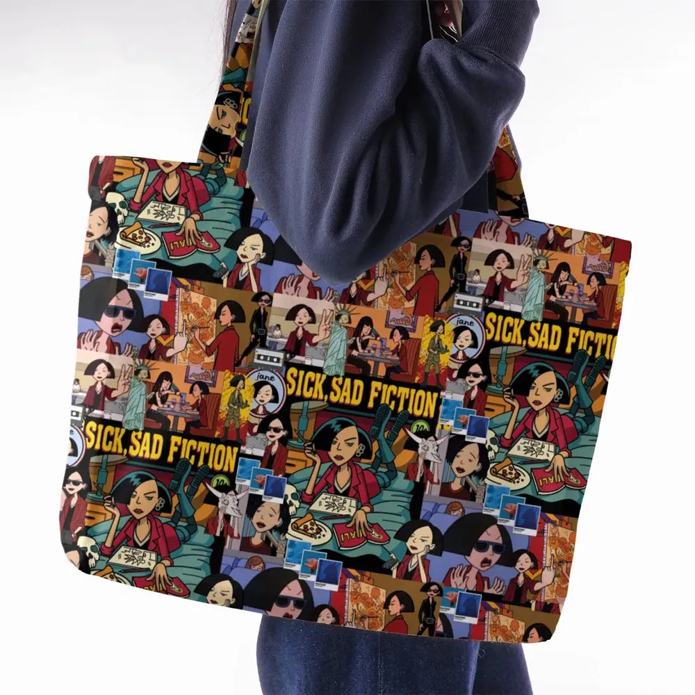 Daria Sick Sad Fiction Pattern Large Tote Bag - 2