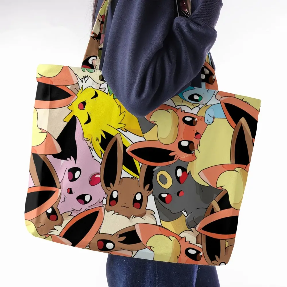 Cute Eevee Evolution Pokemon Large Tote Bag - 2
