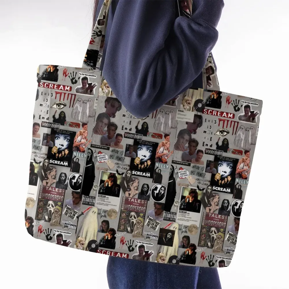 Crime Scene Scream Aesthetic Pattern Large Tote Bag - 2
