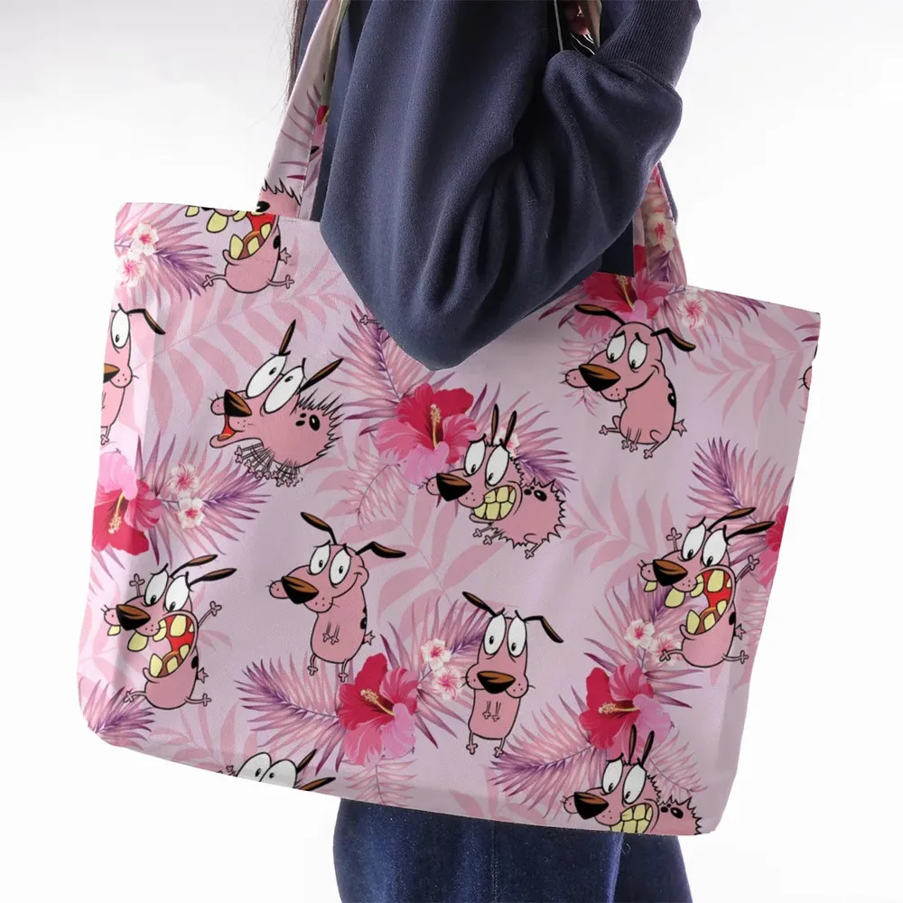 Courage the Cowardly Dog Floral Tropical Large Tote Bag - 2