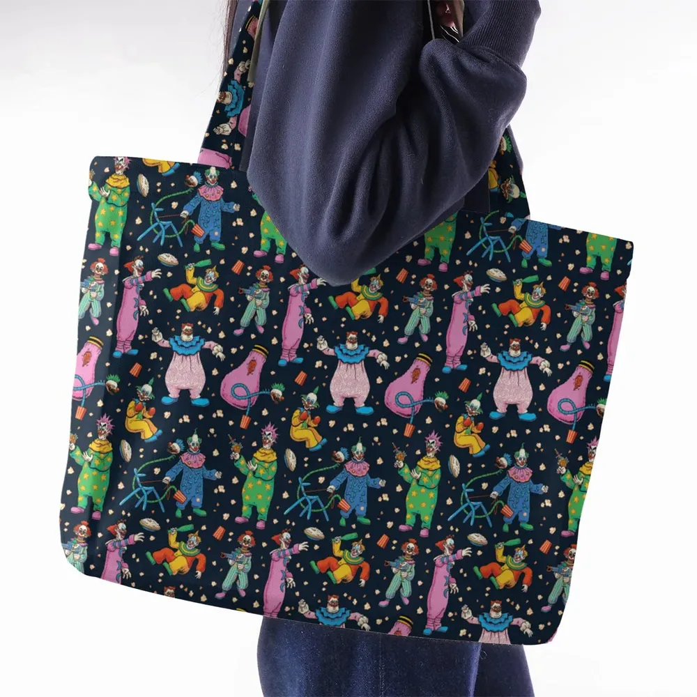 Clowns Popcorn Killer Klowns from Outer Space Pattern Large Tote Bag - 2
