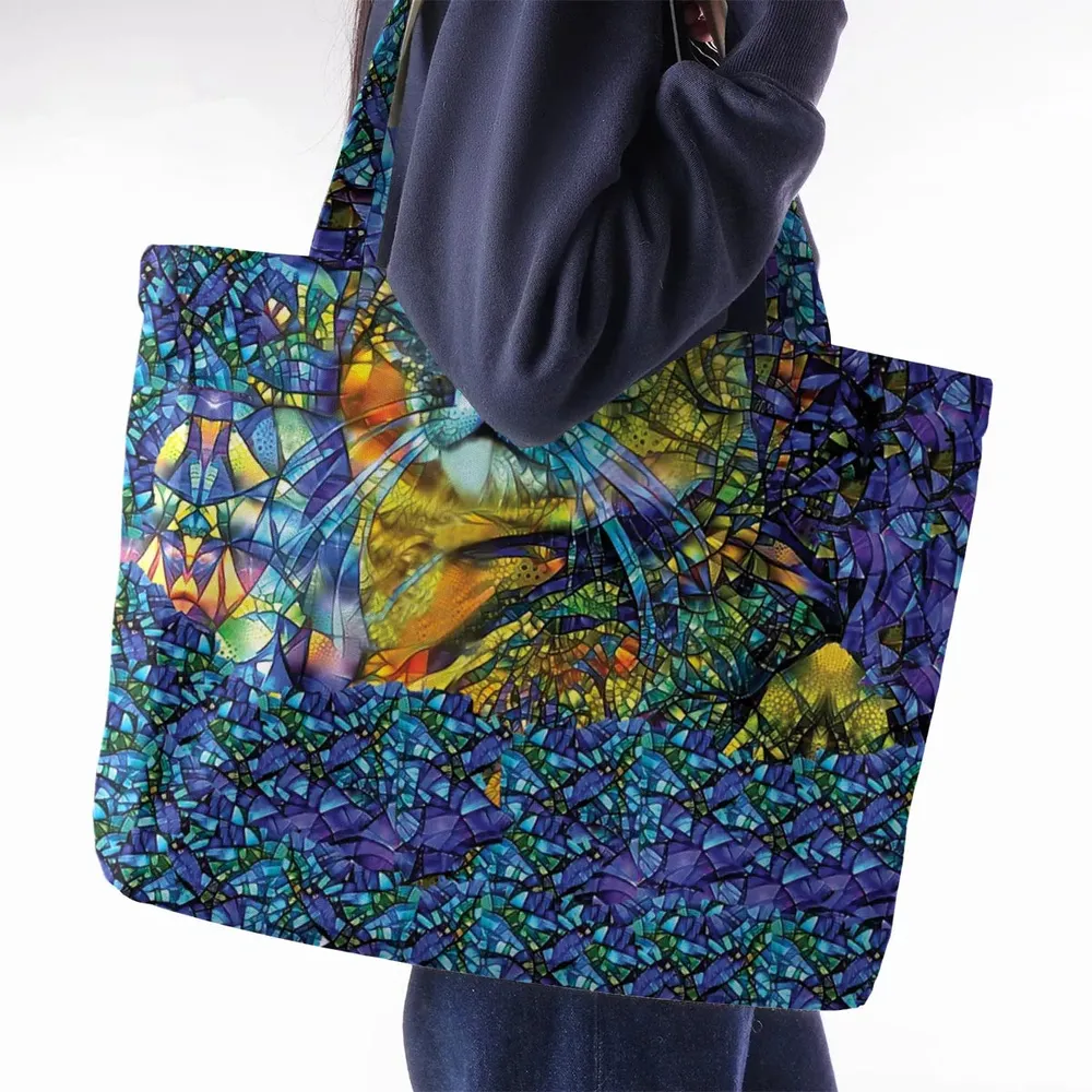 Cat Stained Glass Large Tote Bag - 2
