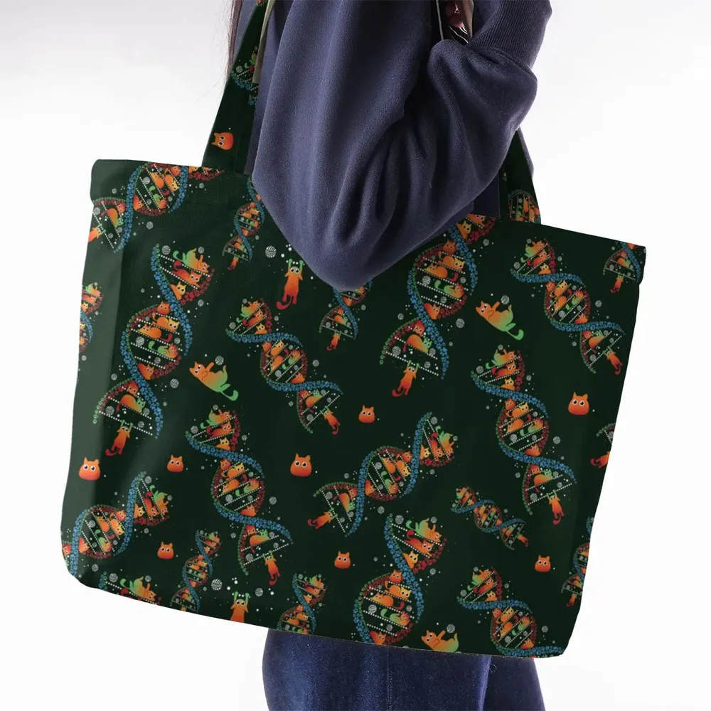 Cat Kitten DNA Pattern Large Tote Bag - 2
