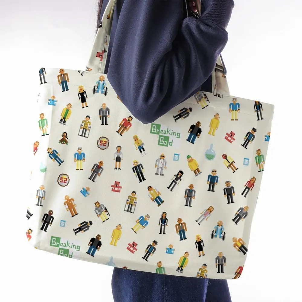 Breaking Bad in Pixels Pattern Large Tote Bag - 2