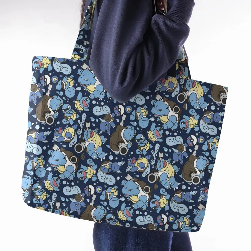 Blastoise Wartortle Squirtle Pokemon Pattern Large Tote Bag - 2