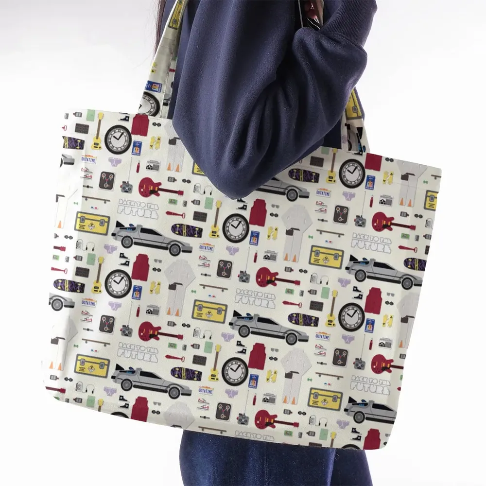 Back to the Future Pattern Large Tote Bag - 2
