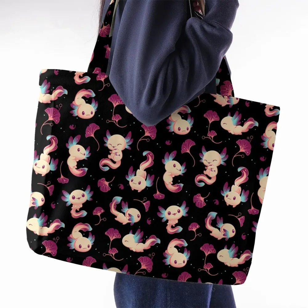 Axolotl Wonders Cute Salamanders Pattern Large Tote Bag - 2
