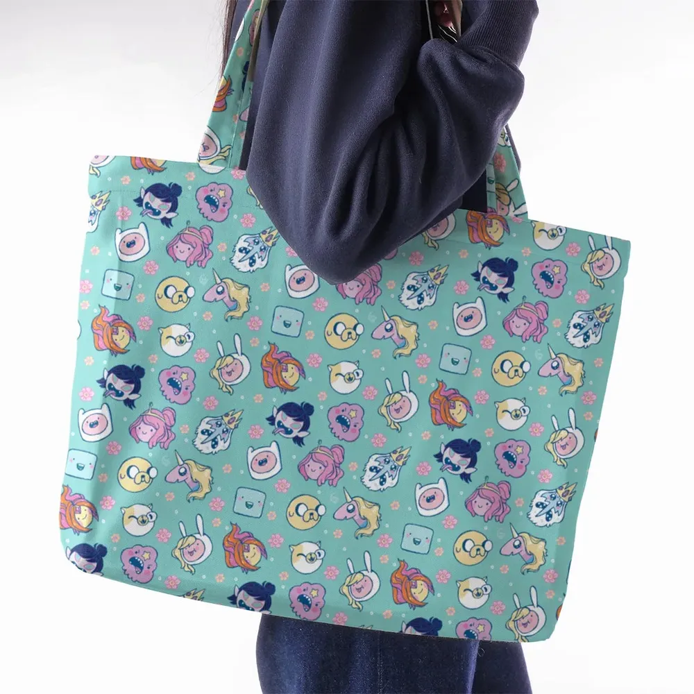Adventure Time Floral Pattern Large Tote Bag - 2