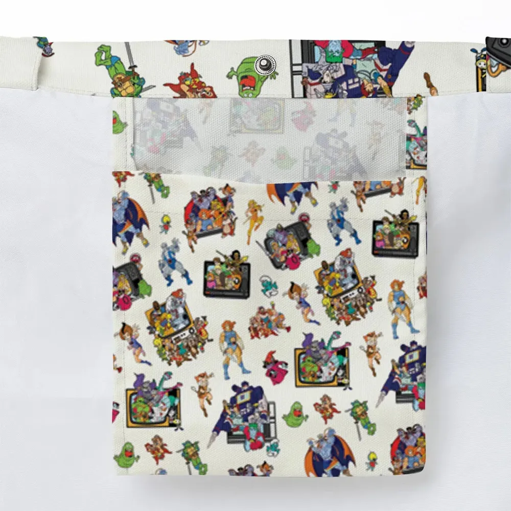 80s Famous Cartoon Characters Pattern Large Tote Bag - 3