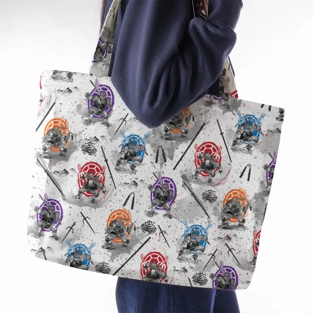 TMNT Characters Sumi-E Pattern Large Tote Bag - 2