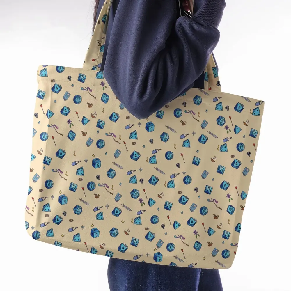 RPG DND Dices Pattern Large Tote Bag - 2