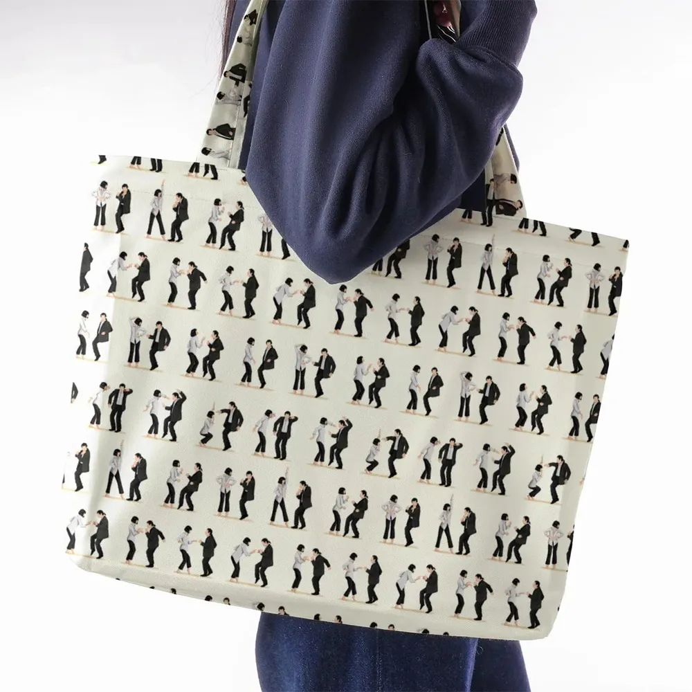 Mia Wallace and Vincent Vega Dance Pulp Fiction Large Tote Bag - 2