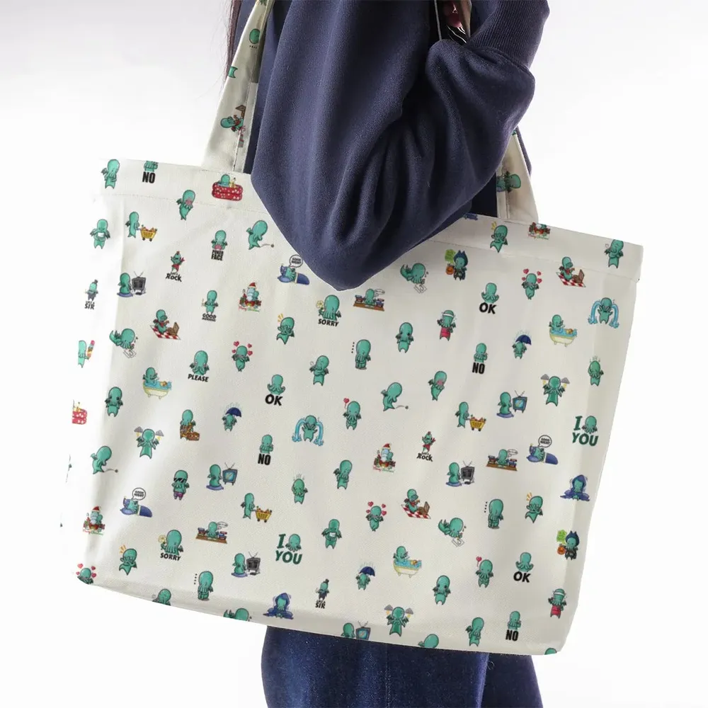 Kawai Cthulhu Pattern Large Tote Bag - 2