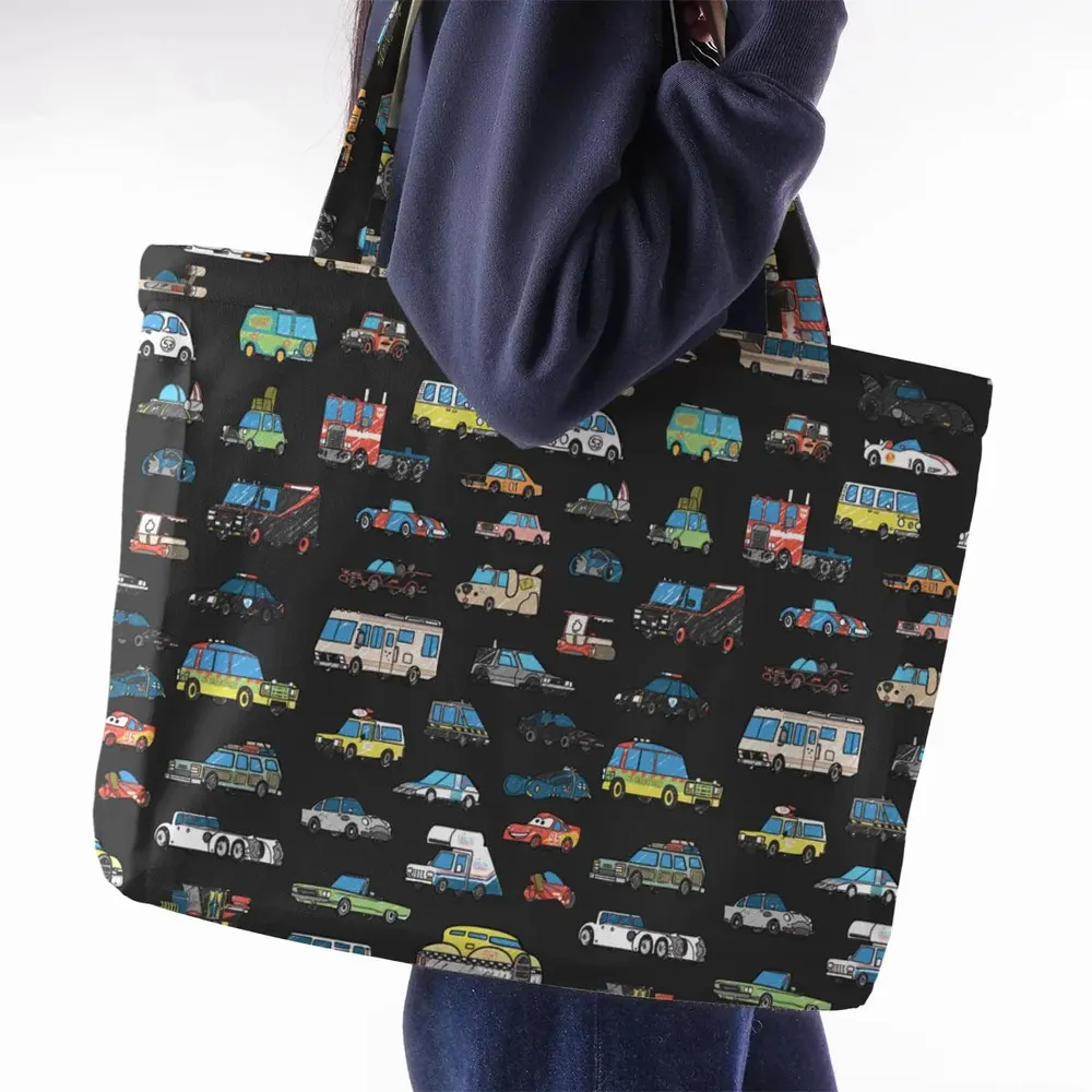 Movie Cars Pattern Large Tote Bag - 2