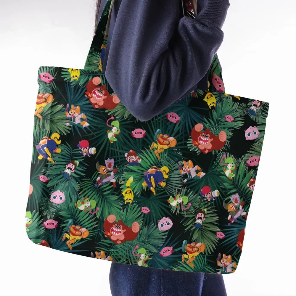 Video Game Characters Pattern Large Tote Bag - 2