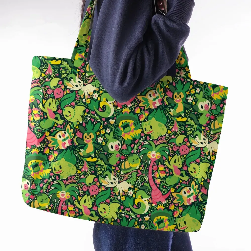 Grass Type Pokemon Pattern Large Tote Bag - 2