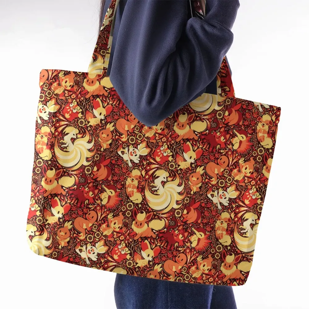Pokemon Fire Pattern Large Tote Bag - 2