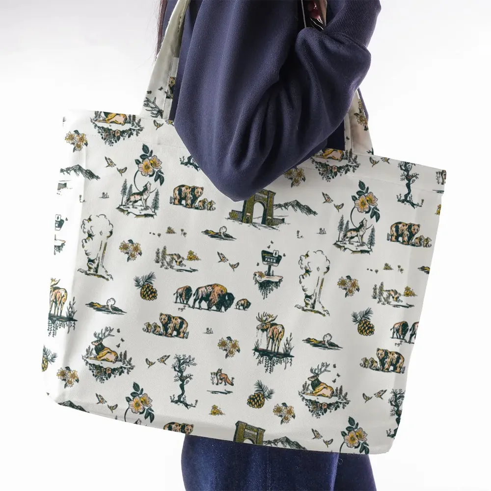 Yellowstone National Park Pattern Large Tote Bag - 2