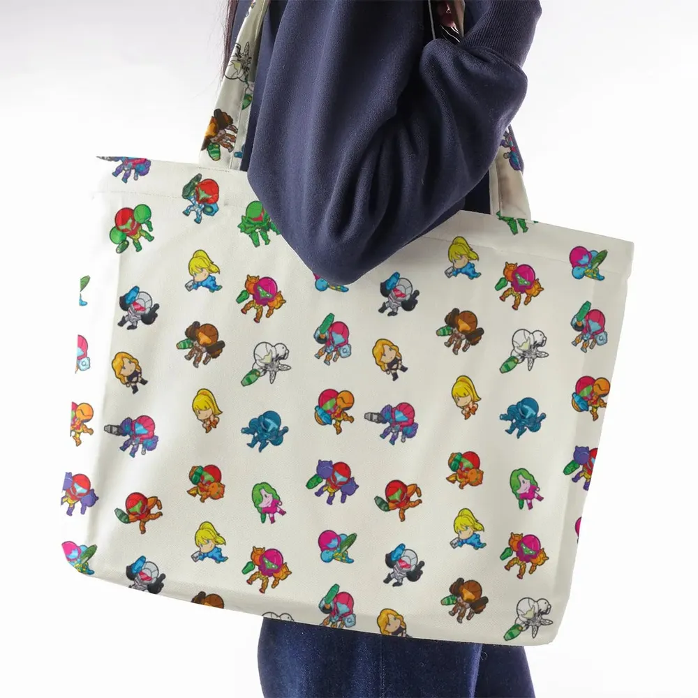 The Many Suits Of Samus Metroid Pattern Large Tote Bag - 2