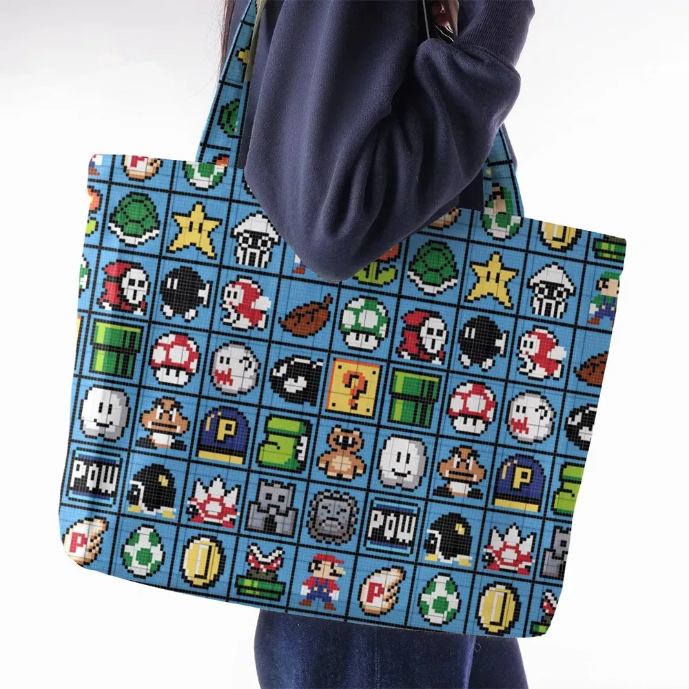 Mario Pixel Super Mario Pattern Large Tote Bag - 2