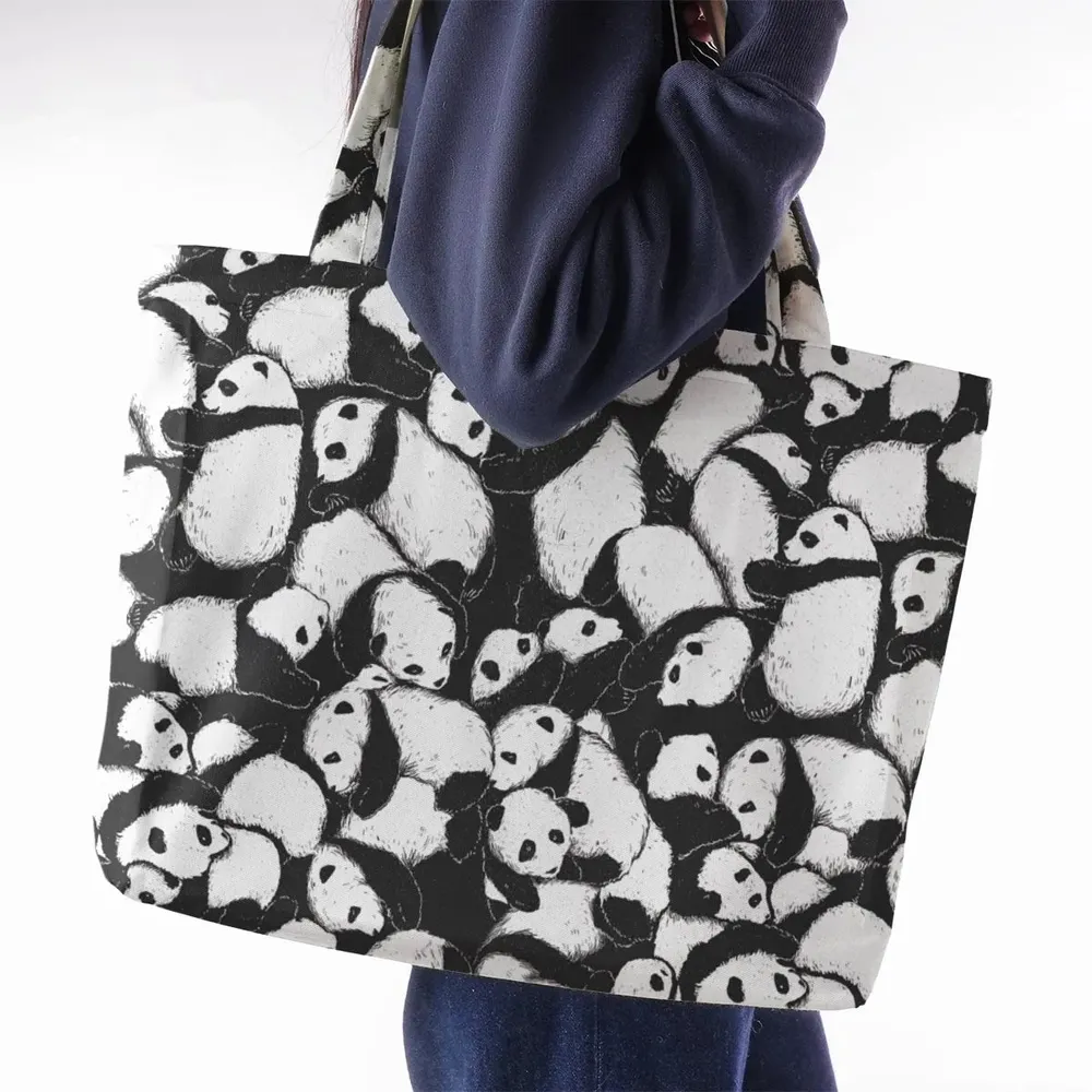 Lazy Day Panda Pattern Large Tote Bag - 2