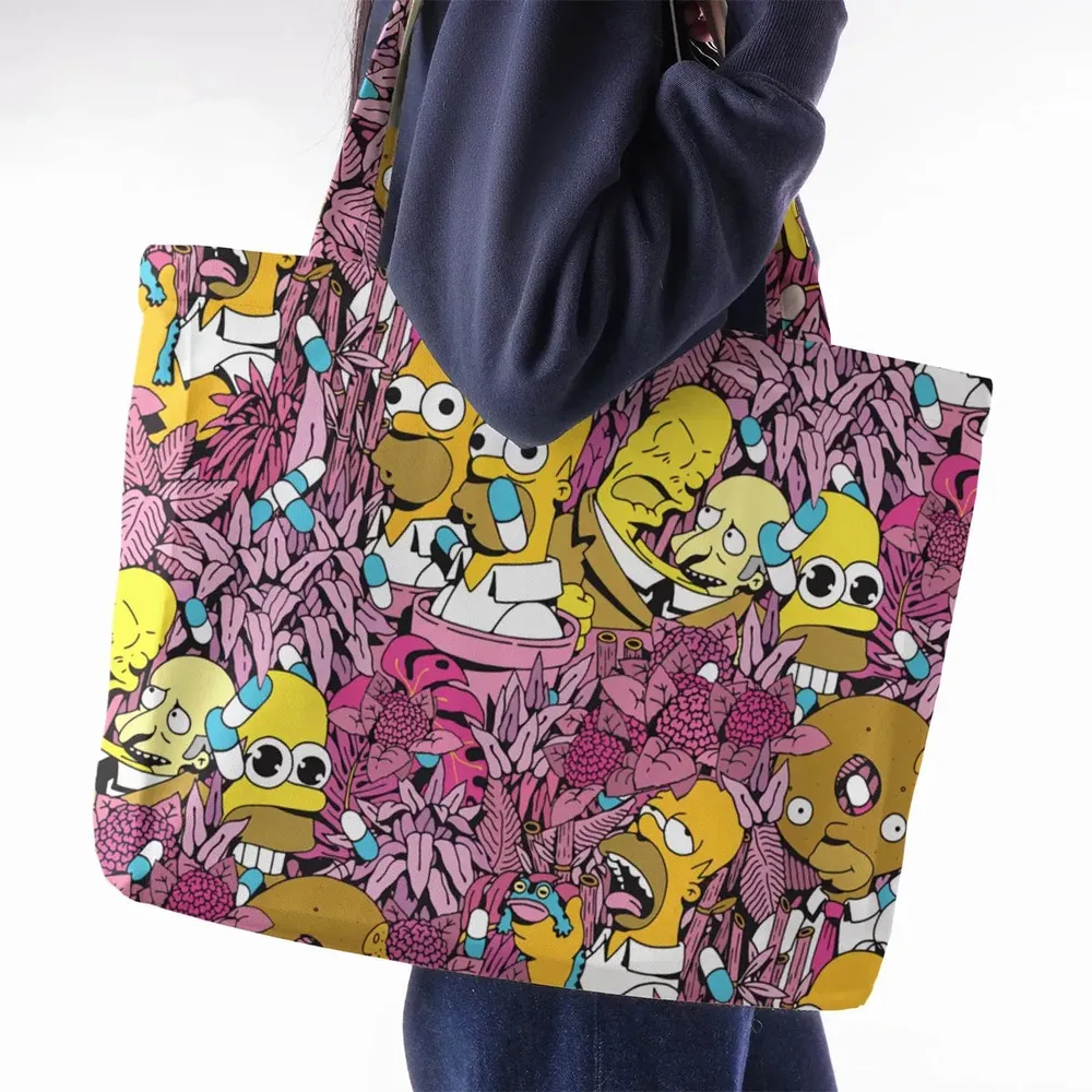 Homer Simpson In Flower Bush The Simpsons Large Tote Bag - 2