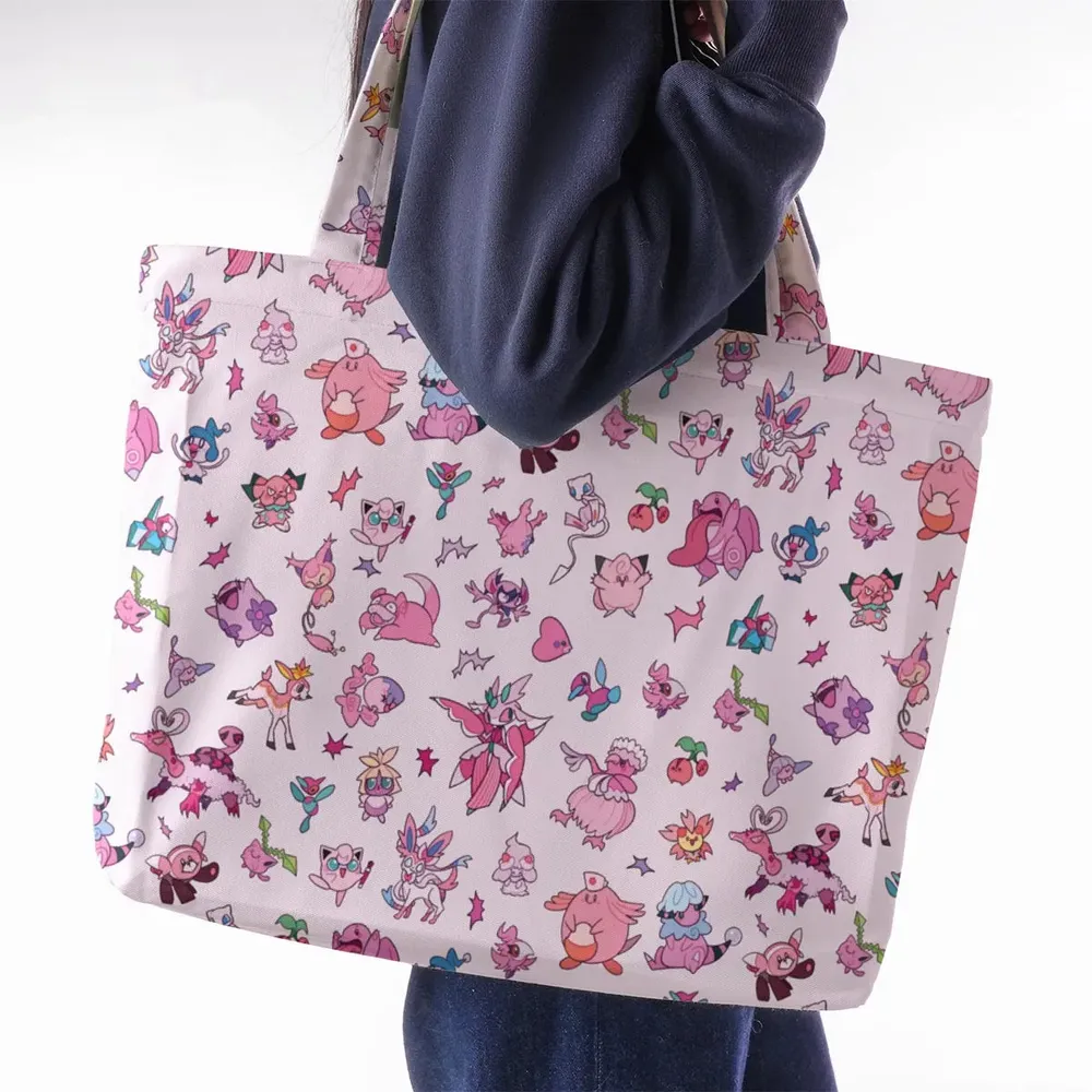 Team Pink Pokemon Pattern Large Tote Bag - 2