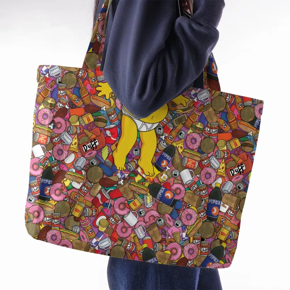 Homer Simpson Getting Drunk Duff Beer The Simpsons Large Tote Bag - 2