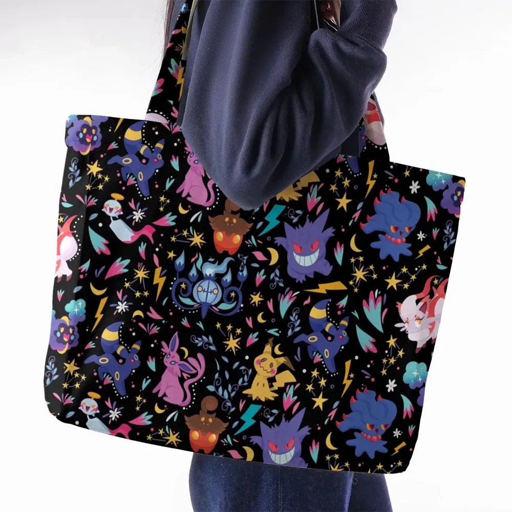 Ghost Buddies Cottagecore Pokemon Patterns Large Tote Bag - 2