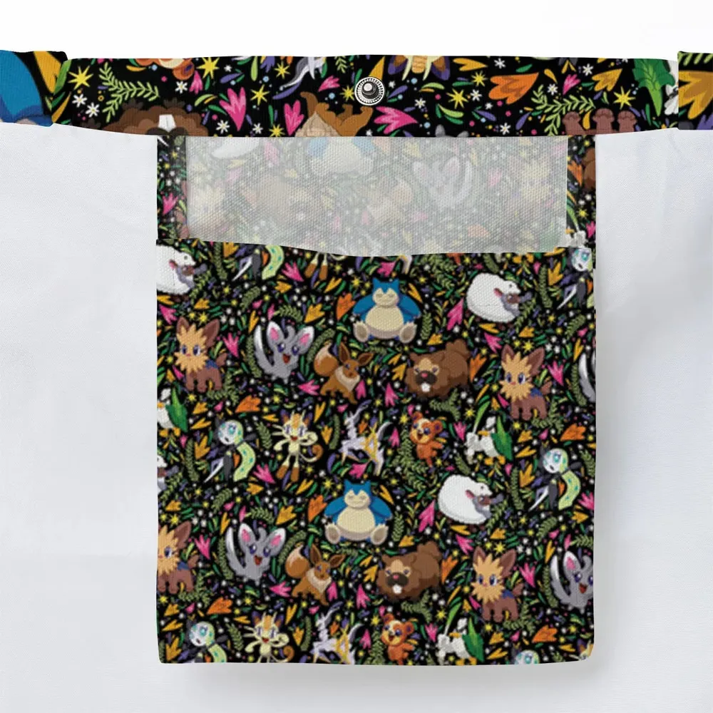 Floral Snorlax Bidoof Eevee Meloetta Pokemon Large Tote Bag - 3