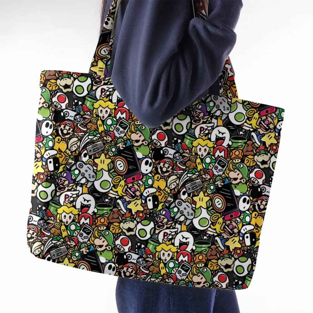 Super Mario Characters All In One Pattern Large Tote Bag - 2