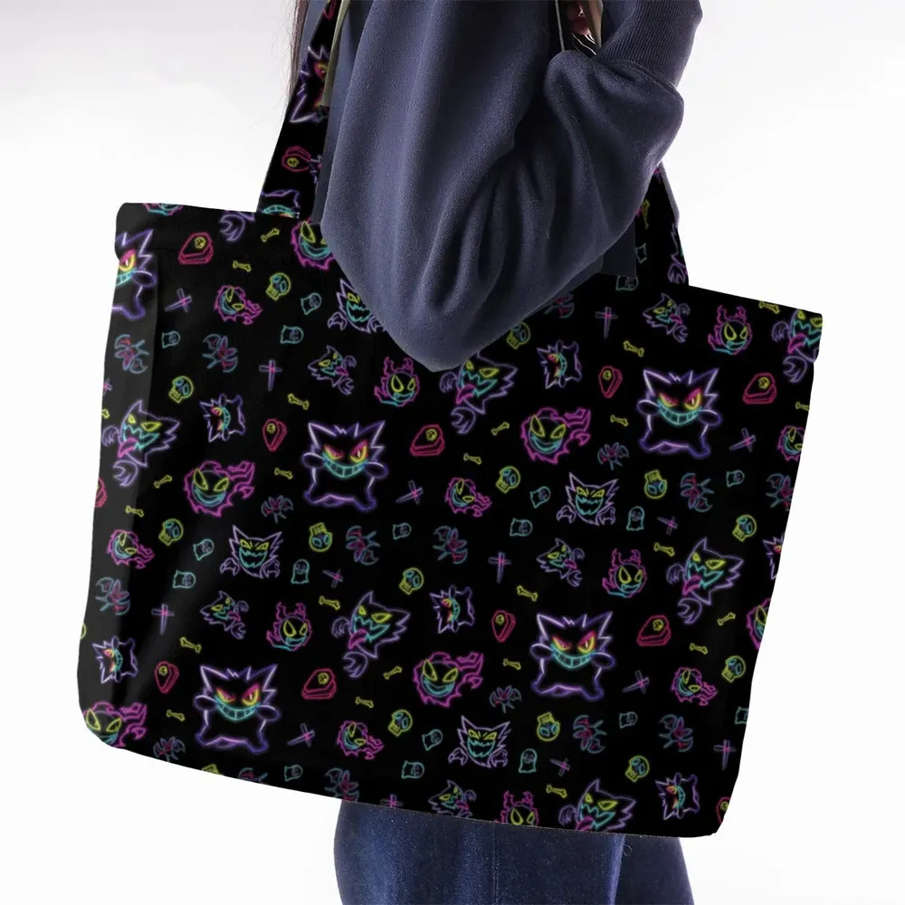 Neon Gastly Haunter Gengar Pokemon Large Tote Bag - 2