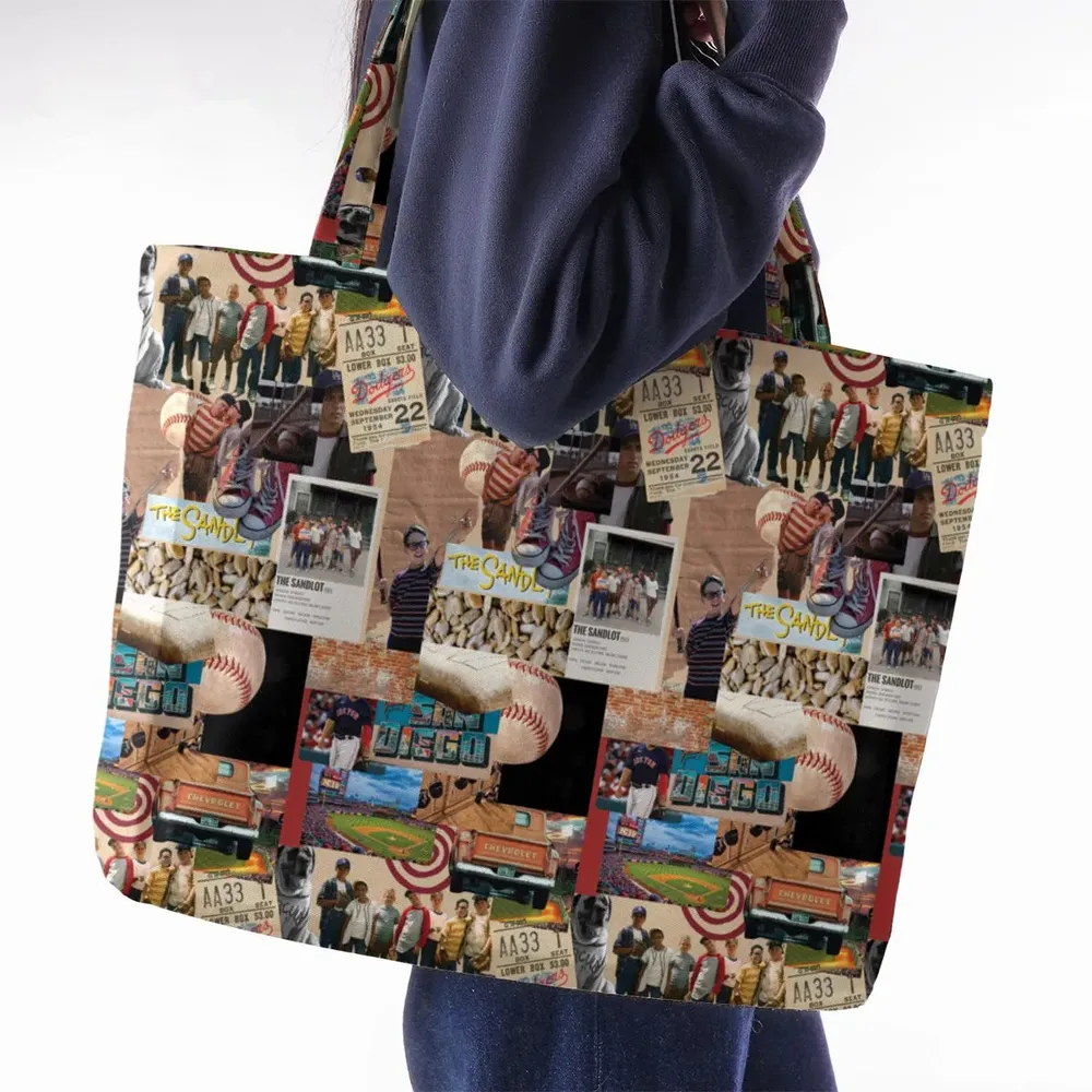 Memorable Baseball Movie Scenes Collage The Sandlot Large Tote Bag - 2