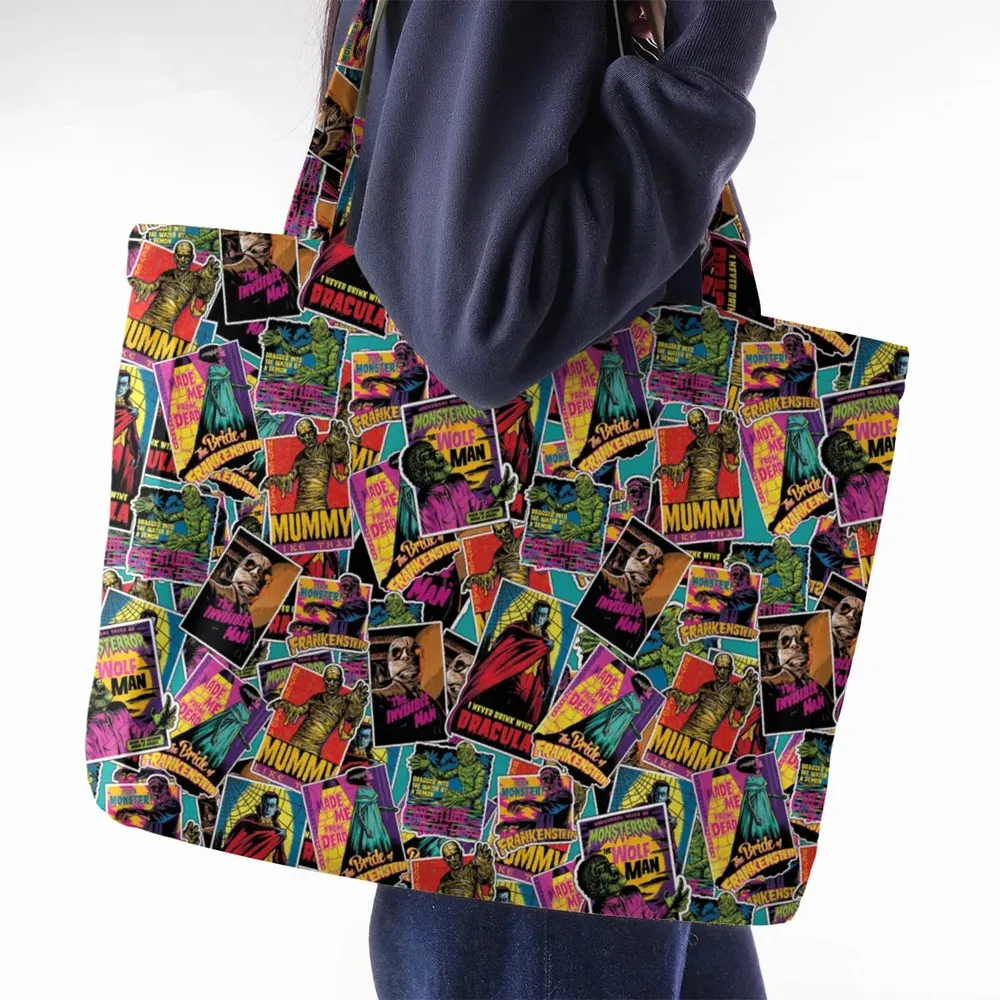 Multi Monster Pop Badges Large Tote Bag - 2
