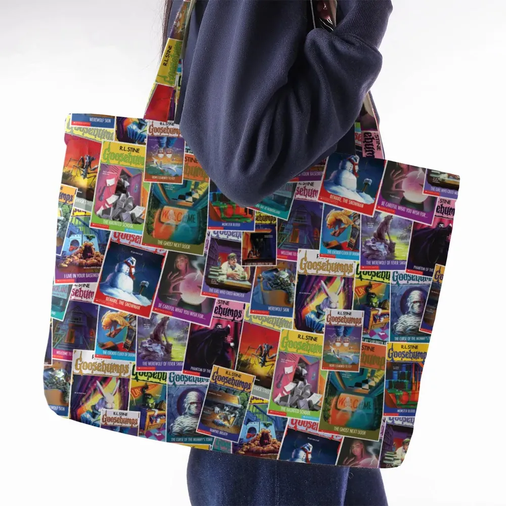 Goosebumps Monster Collage Pattern Large Tote Bag - 2