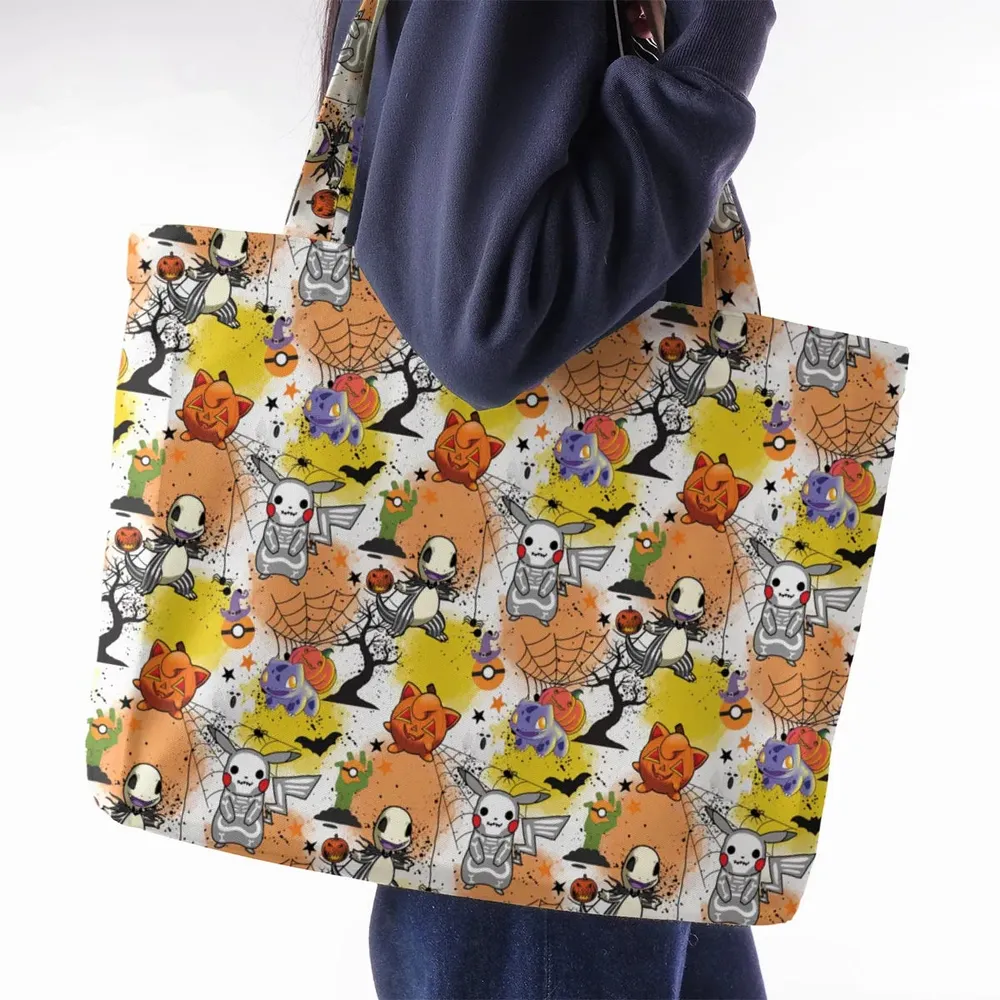 Spooky Costume Pikachu Charmander Jigglypuff Bulbasaur Pokemon Large Tote Bag - 2